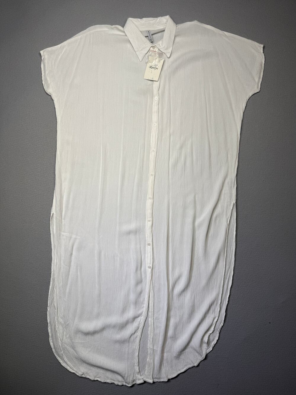 Raviya Women's Button-Down Maxi Dress swimwear Cover-Up White XL $54